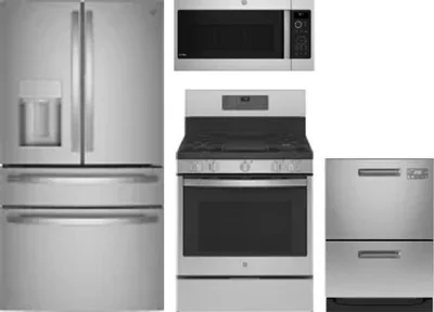 4 Piece Package Includes Refrigerator, Range, Microwave And Dishwasher